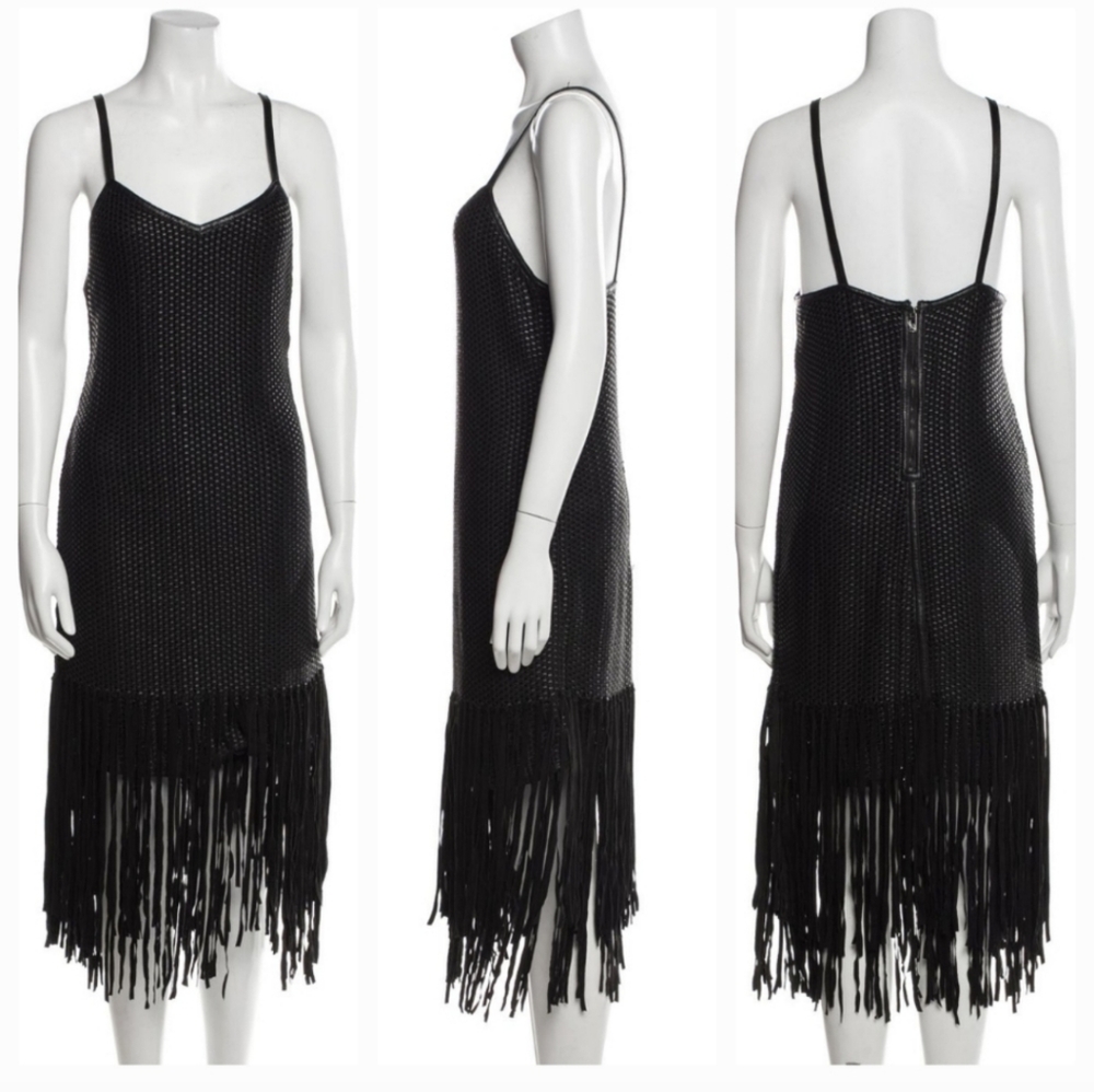 Haute Hippie Black Fringe Knit Midi Slip Dress - Picture 15 of 15